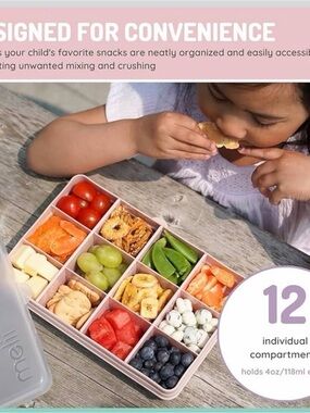 melii Snackle Box 12-Compartment Snack Container Removable Dividers Food Travel